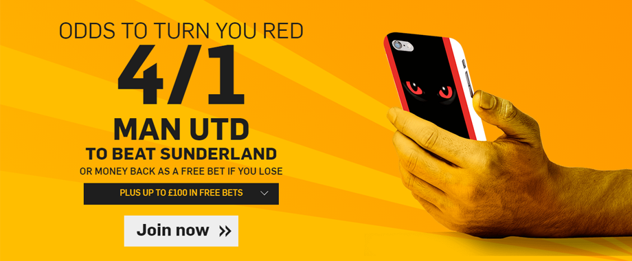 Betfair go 4/1 that Man Utd beat Sunderland on Saturday.

Claim here: bit.ly/RHMyRc