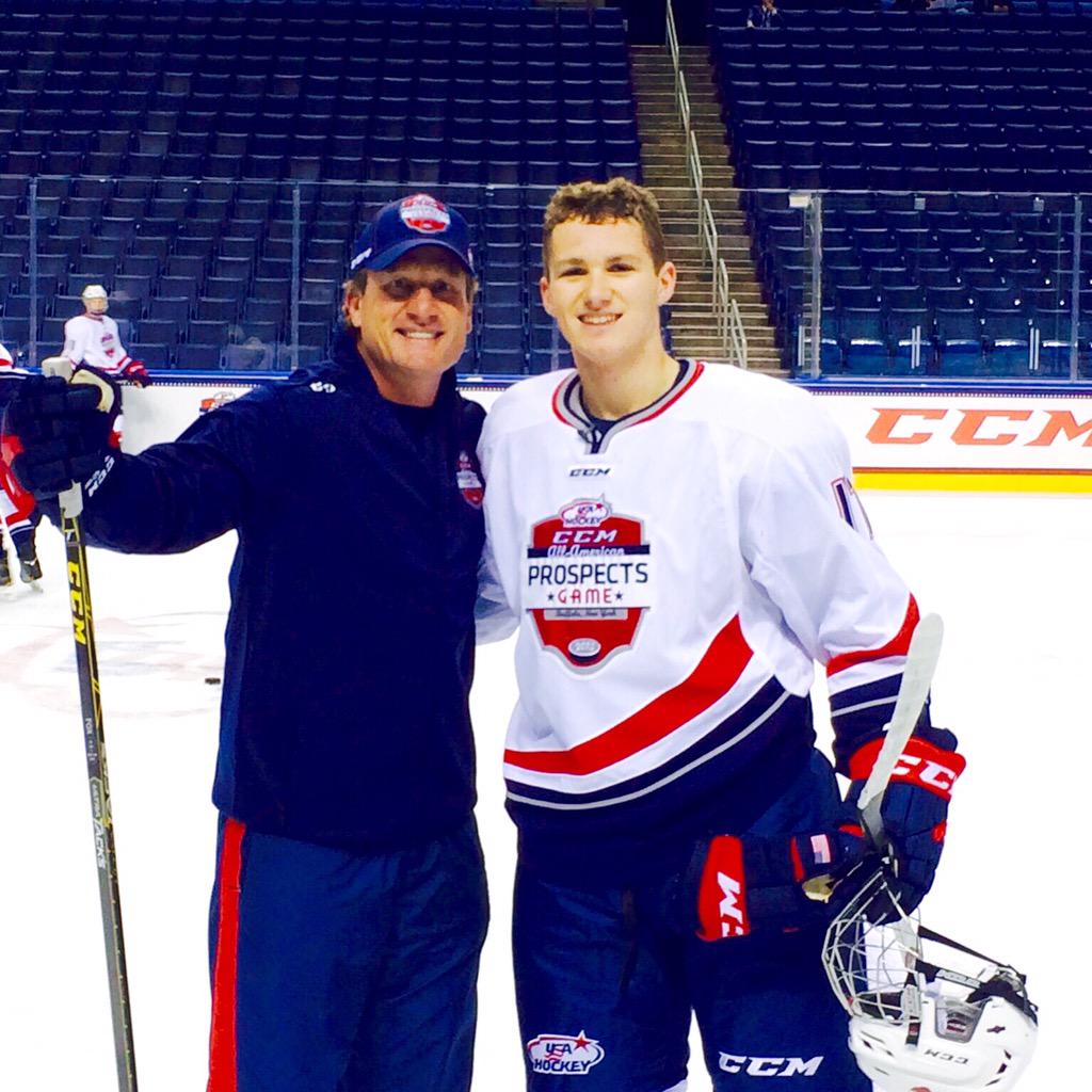 Jeremy_Roenick's tweet photo. One day I'm playing in the NHL w/favorite winger Walt,now I'm coaching his boy #allamericanprospects game-time Flies http://t.co/tPxTic2RI3