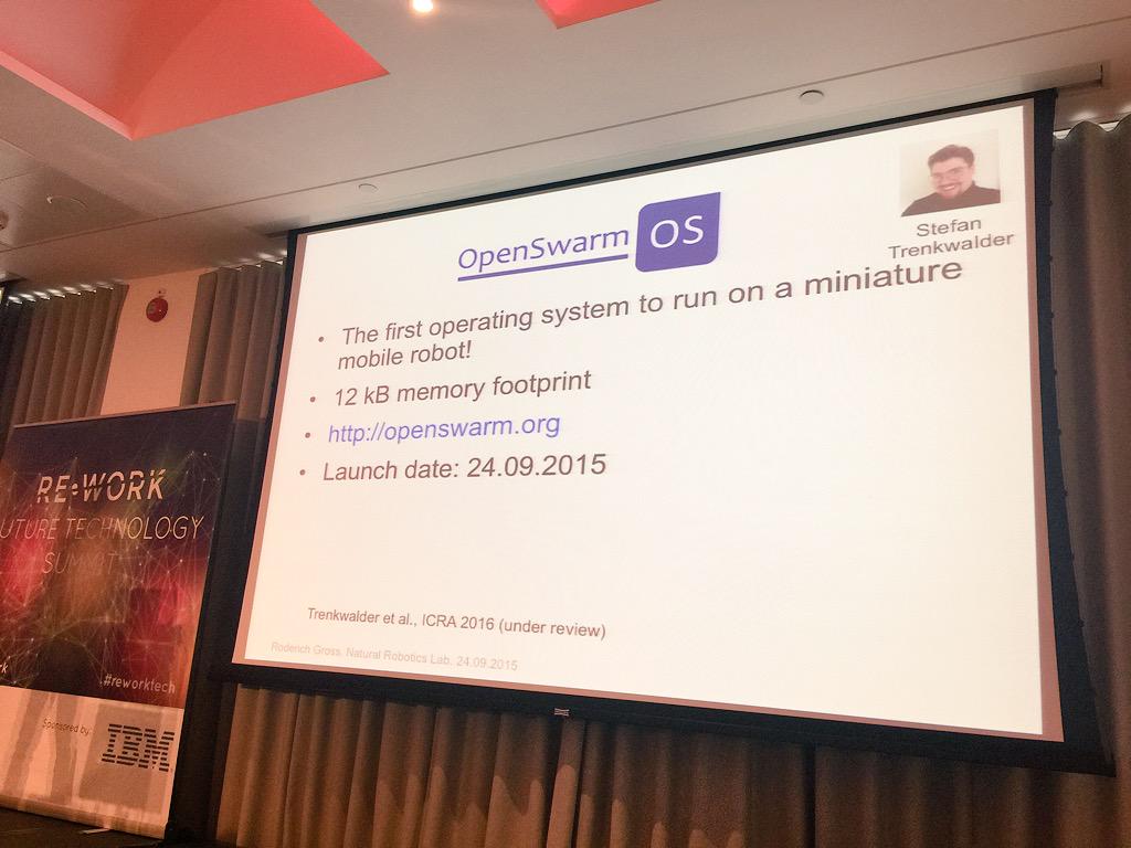 DavidMcClelland's tweet image. Breaking news from #reworktech - OpenSwarm OS, the world&apos;s first swarm robotics operating system, launches today.