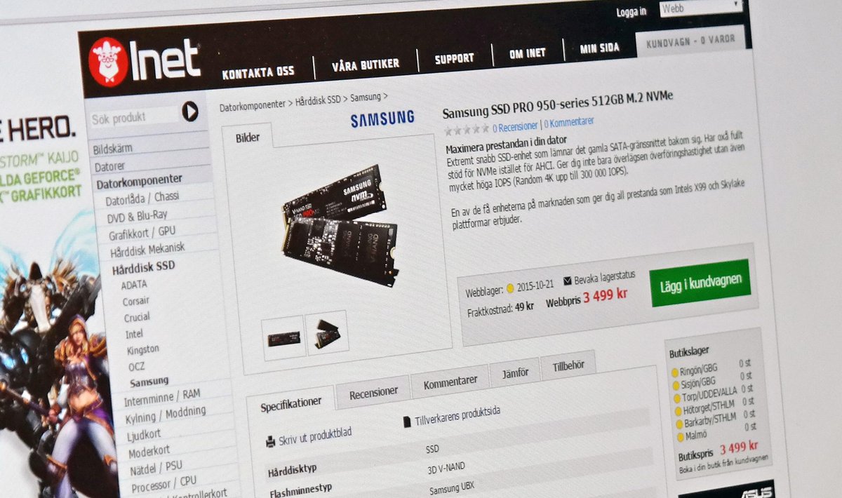 NordicHardware's tweet photo. Samsung 950 Pro listad i svensk butik - Första PCIe SSD under 7 kronor/GB http://t.co/2nYFntU9Se @inetse #950Pro http://t.co/rYhHrMRQ7C