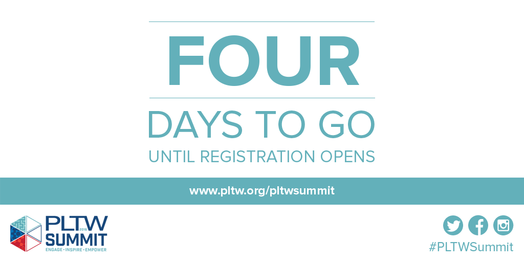 PLTWorg's tweet photo. Mark your calendar! Registration for the #PLTWSummit 2016 goes live Sept. 28. http://t.co/VFg5T9xCwR