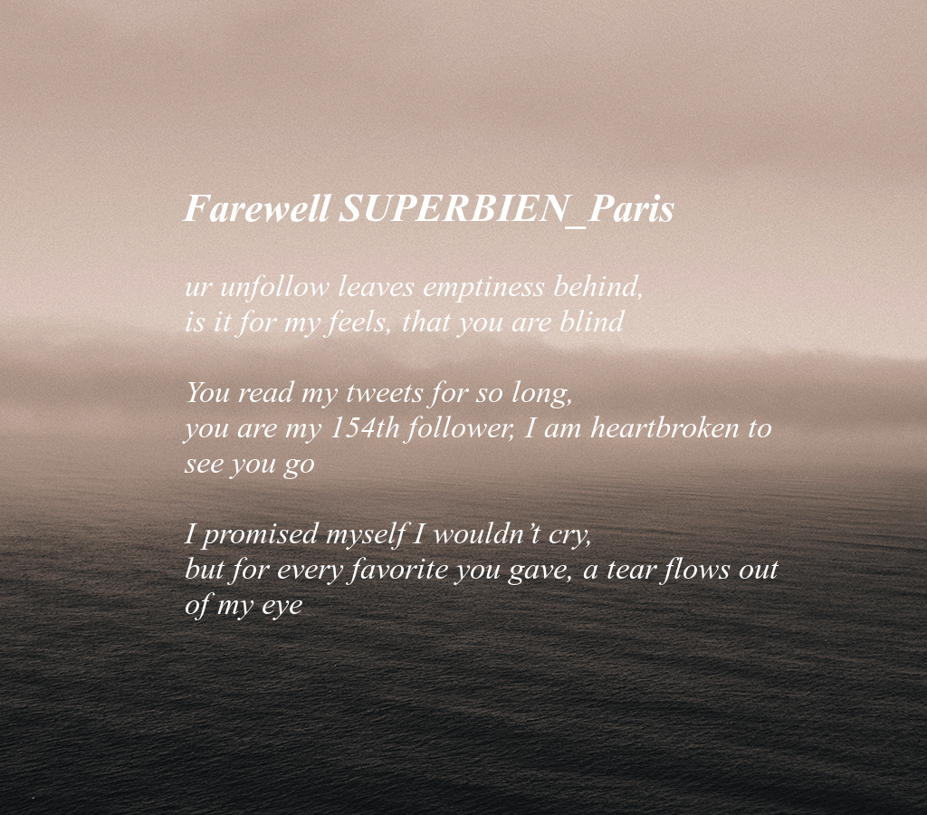 TodayTomorrow's tweet photo. Goodbye SUPERBIEN_Paris, I wrote this for you: http://t.co/qV4m7zNbtA