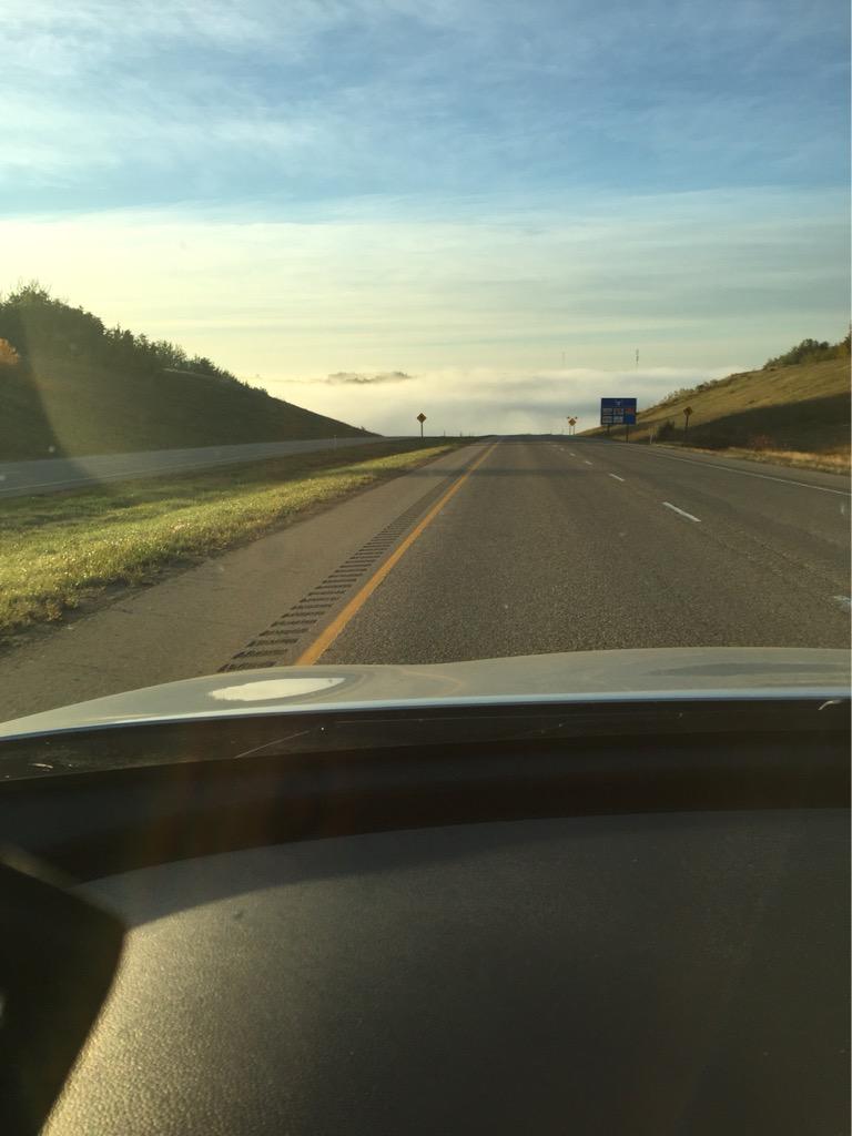 discoverwithsue's tweet photo. @mikesobel check out the fog on hwy 60 heading into Devon. #ghostfog http://t.co/vD4pTx29xd