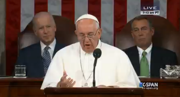 jwjnational's tweet photo. .@Pontifex "Building a future of freedom requires love of the common good" #PopeInUS #PopeAndChange http://t.co/0eqHnmxWwY