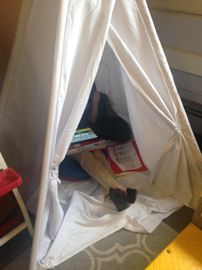alexandrafallon's tweet photo. Personalized learning in a teepee! At West Belden @scott1639 #NGLCchat http://t.co/vOl4WBSn06