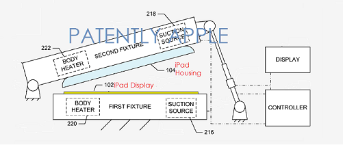 PatentlyApple's tweet image. Apple Invents an Apparatus to Assist Service Personnel remove iDevice Cover Glass with Ease bit.ly/1OUPzIe