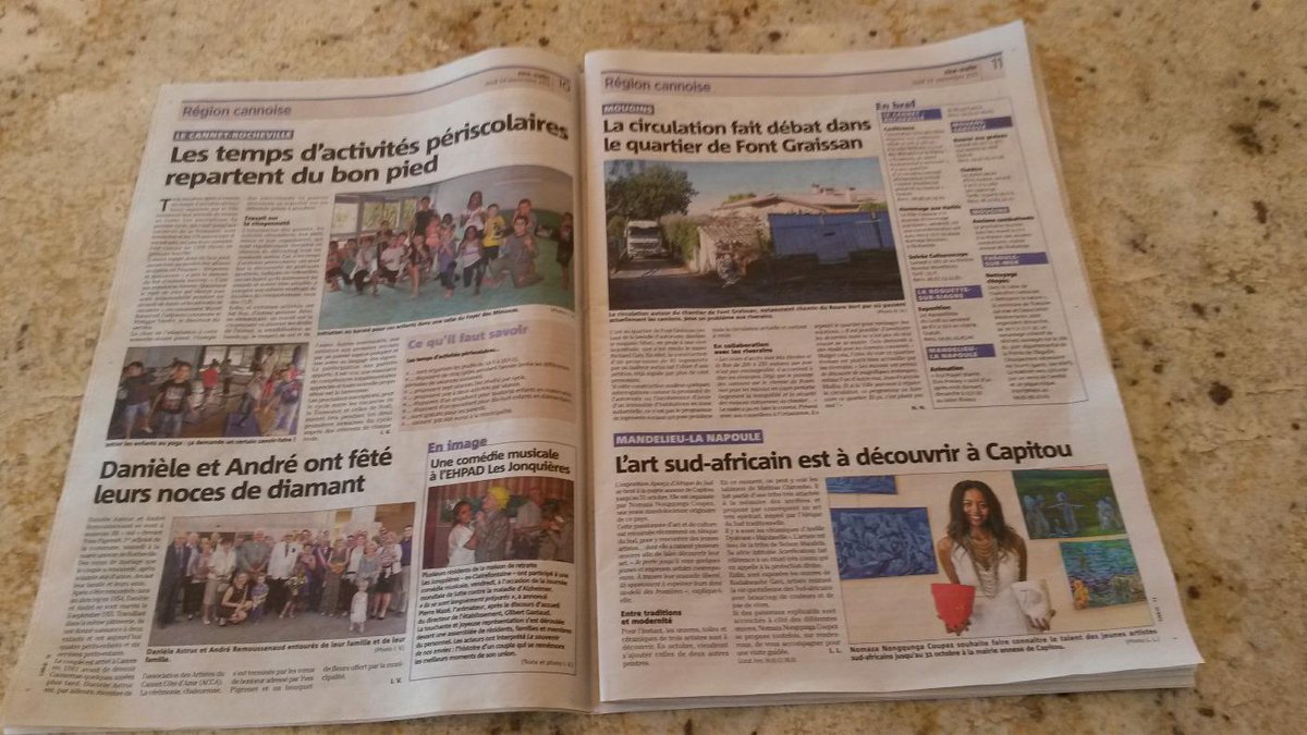 nomazacoupez's tweet photo. An article on Nice Matin this morning about the exposition Undiscovered Canvas has organised in Mandelieu la Napoule. http://t.co/eaxwftuFPM
