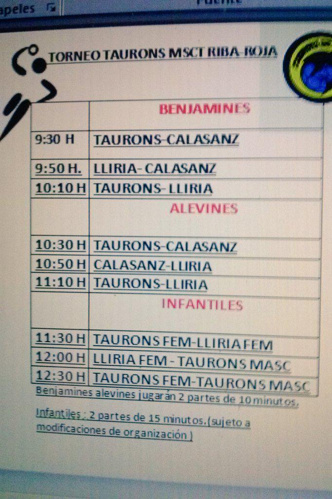 TauronsClub's tweet photo. Este sábado 27, torneo en Riba-rroja. Estáis todos invitados. http://t.co/2oiA0BWpQ2