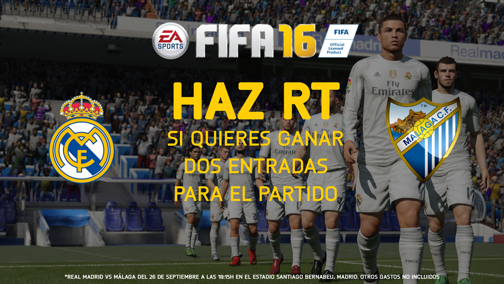 ¡Celebra con nosotros el lanzamiento de #FIFA16! Síguenos y haz RT y llévate entradas para el partido de mañana.
