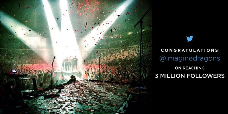 Music's tweet photo. .@Imaginedragons now has 3 MILLION followers on Twitter. Congratulations to the band and their loyal fans! http://t.co/j97ACEdjAB