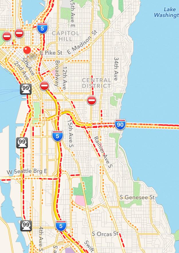 ImaBusRider's tweet image. Lots of #red on the #trafficmap this morning.  Even #thebus is running at 20minute delay.