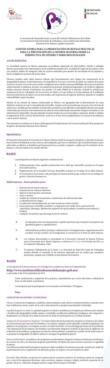 mujeresgobmx's tweet photo. Encuentro Nacional de Buenas Prácticas para la Prevención de la Muerte Materna, del 12 al 14 de octubre. http://t.co/GPGRznm37G
