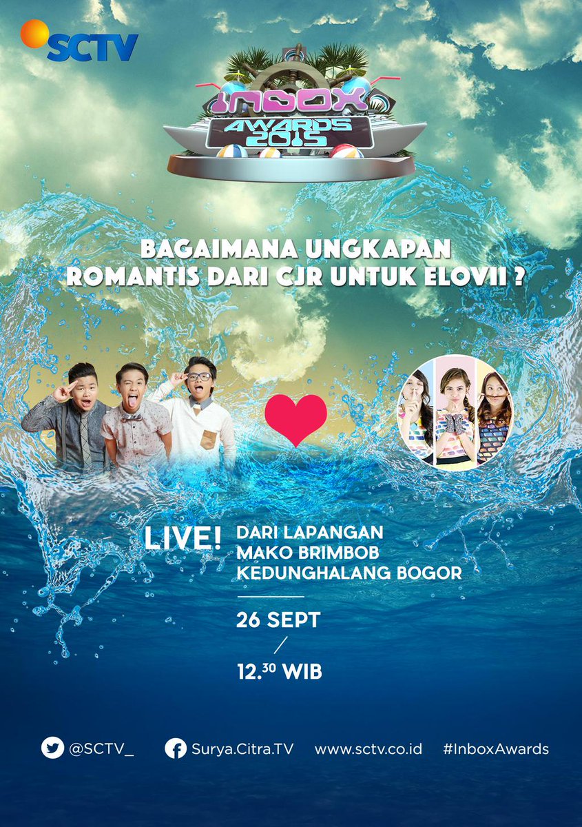 InboxSCTV_'s tweet photo. .@elovii_id bakal kena rayuan gombalnya @CJRisCJR nggak ya?
#InboxAwards, besok siang pukul 12.30 WIB. http://t.co/l2SWL7lfsB