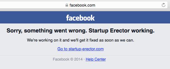 StartupErector's tweet photo. Facebook is down. Startup Erector working :)
#startuperector #facebookdown #startup http://t.co/VOINd0mips