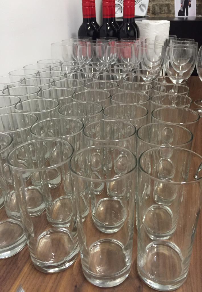 PeterWerth1975's tweet photo. Wine glasses lined up &amp; beers in the fridge. We're at 26 Eastcastle Street if you want to drop by. #WorkingClassSmart http://t.co/ikXIe1gBW3