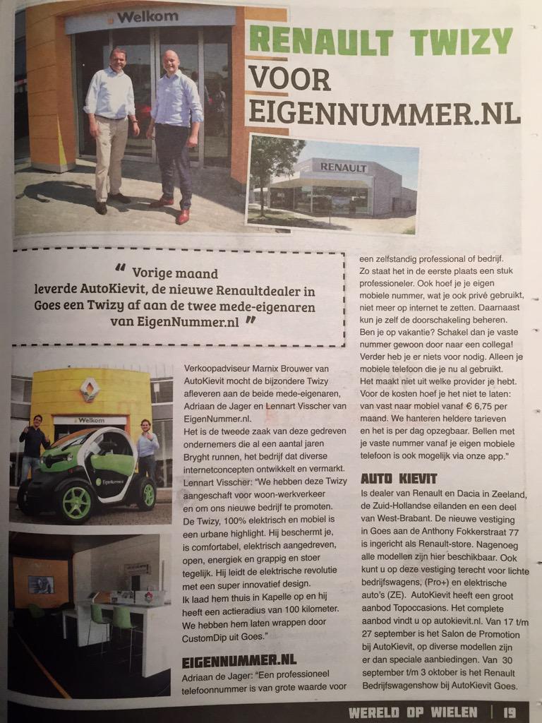 Conniption_ICT's tweet photo. Gaaf artikel in Wereld op Wielen over de #elektrische #Renault #Twizy van #EigenNummer.nl Bedankt @Trainewstweet! http://t.co/eL6xRZDAS5