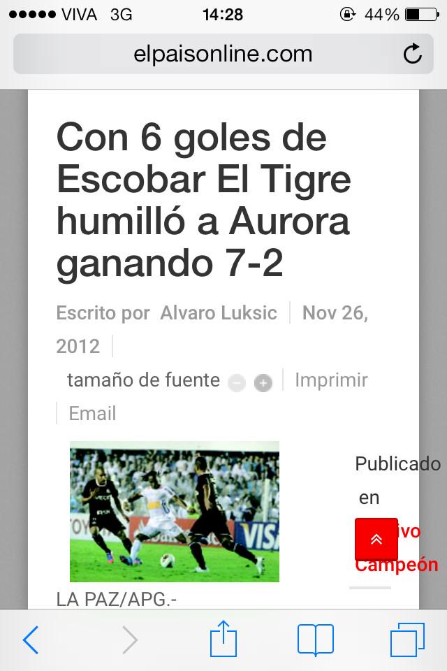 SergioTrigo16's tweet photo. @PlanetaGolOK acá lo del Patron @Pescobar10 , jugador de The Strongest: hizo 3 goles en 9 minutos...dos veces! http://t.co/kveKqOF3mC