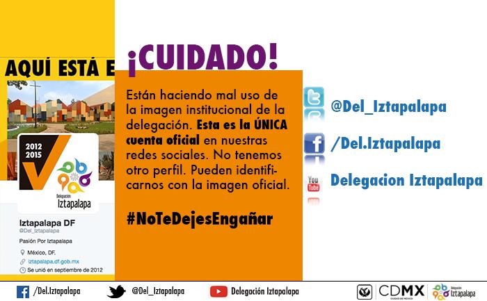 #Aviso están haciendo mal uso de la imagen institucional de la delegación #Iztapalapa este es el perfil oficial