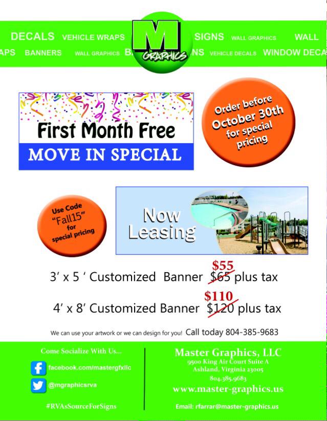 Master Graphics On Twitter Fall Banner Special Pricing Banners