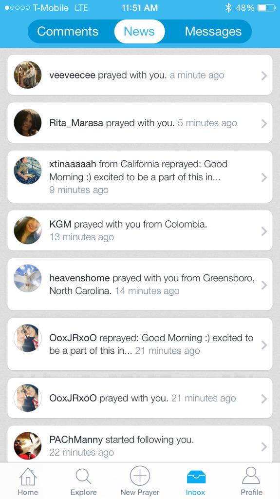 #instapray app! Love everyone praying with each other !