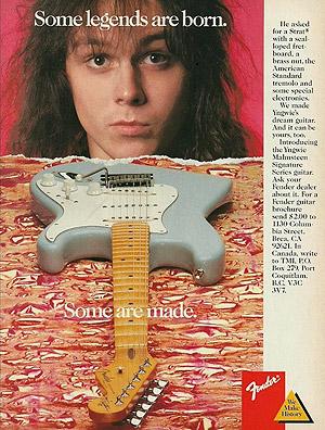 Fender's tweet photo. 1988 Fender ad of @OfficialYJM #Strat, one of the very first #Fender signature models. #throwbackthursday http://t.co/Edbg34opyN