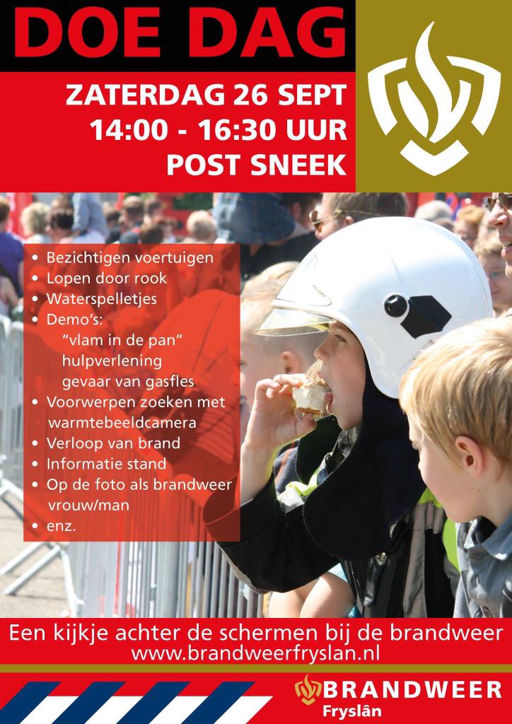 Zaterdag #Sneek "DOE DAG", ervaar wat het brandweervak inhoudt bij de brandweerkazerne aan de Malta 1, Sneek.