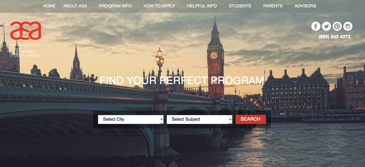 ASAstudyabroad's tweet photo. Our new website is live! Take a look: http://t.co/4VGib2Za2e 

#studyabroad #ASAstudyabroad #studyabroadexperts http://t.co/xo5dFOVMJh