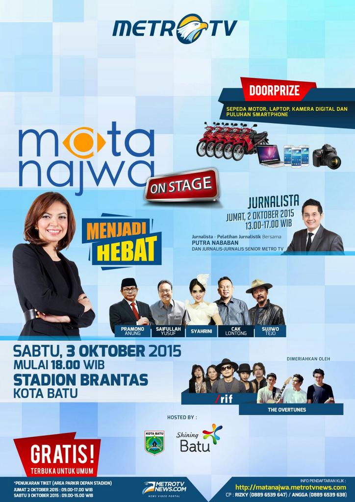 "<a href="/MataNajwa/">Mata Najwa</a>: Selamat pagi. Yg blm daftar #MataNajwaOnStageBatu silakan klik matanajwa.metrotvnews.com/tiket/mos/6 Cc <a href="/Metro_TV/">METRO TV</a> "