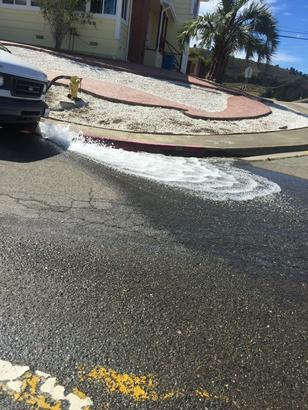What a waste of water in San Bruno .