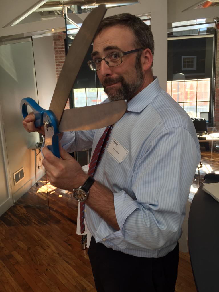 sandrafancher's tweet photo. Ribbon-cutting ceremony with @paul_griffiths @MedTouch #funCEO http://t.co/ij9lrYOgRh