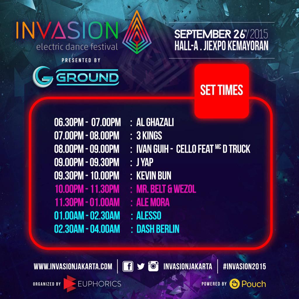 Here is the set times for #Invasion2015 . We will see you tomorrow!