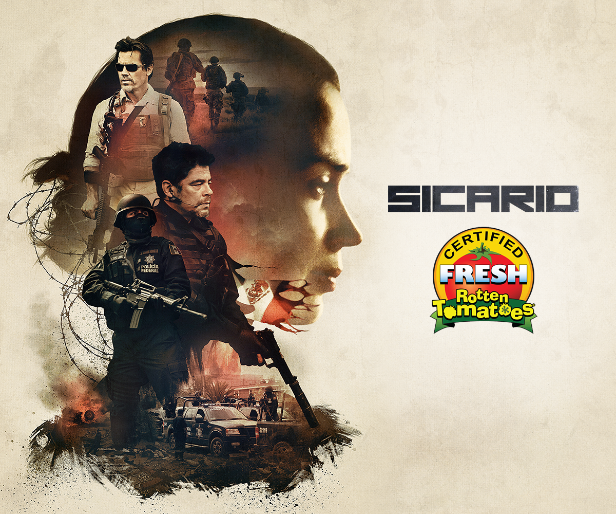 SicarioMovie's tweet photo. #Sicario is now #CertifiedFresh on @RottenTomatoes! In theaters everywhere 10/2. Get tickets: http://t.co/uk0VzEGtqt http://t.co/W3YtiT2z7E