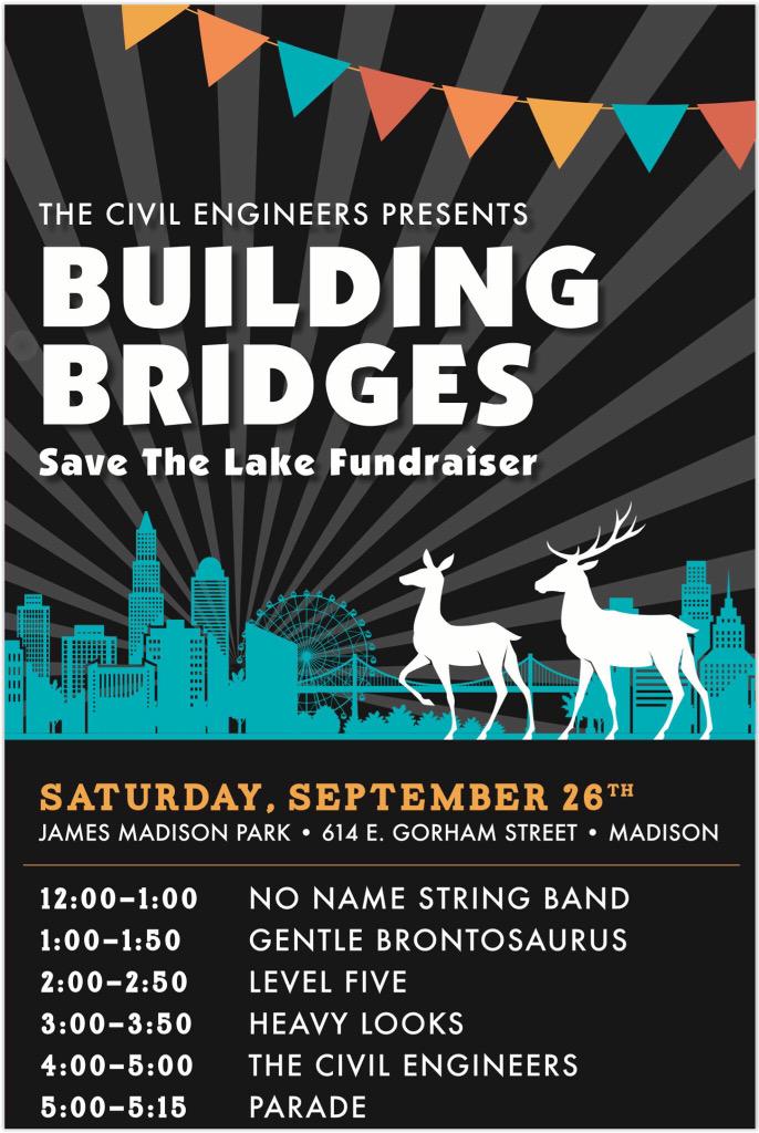 5 bands and you - Save the Lake!  This Sat 12-5 @ James Madison Park.  <a href="/levelfivemusic/">Level Five</a> <a href="/GentleBronto/">Gentle Brontosaurus 🦕</a> <a href="/heavylooksband/">Heavy Looks</a>
