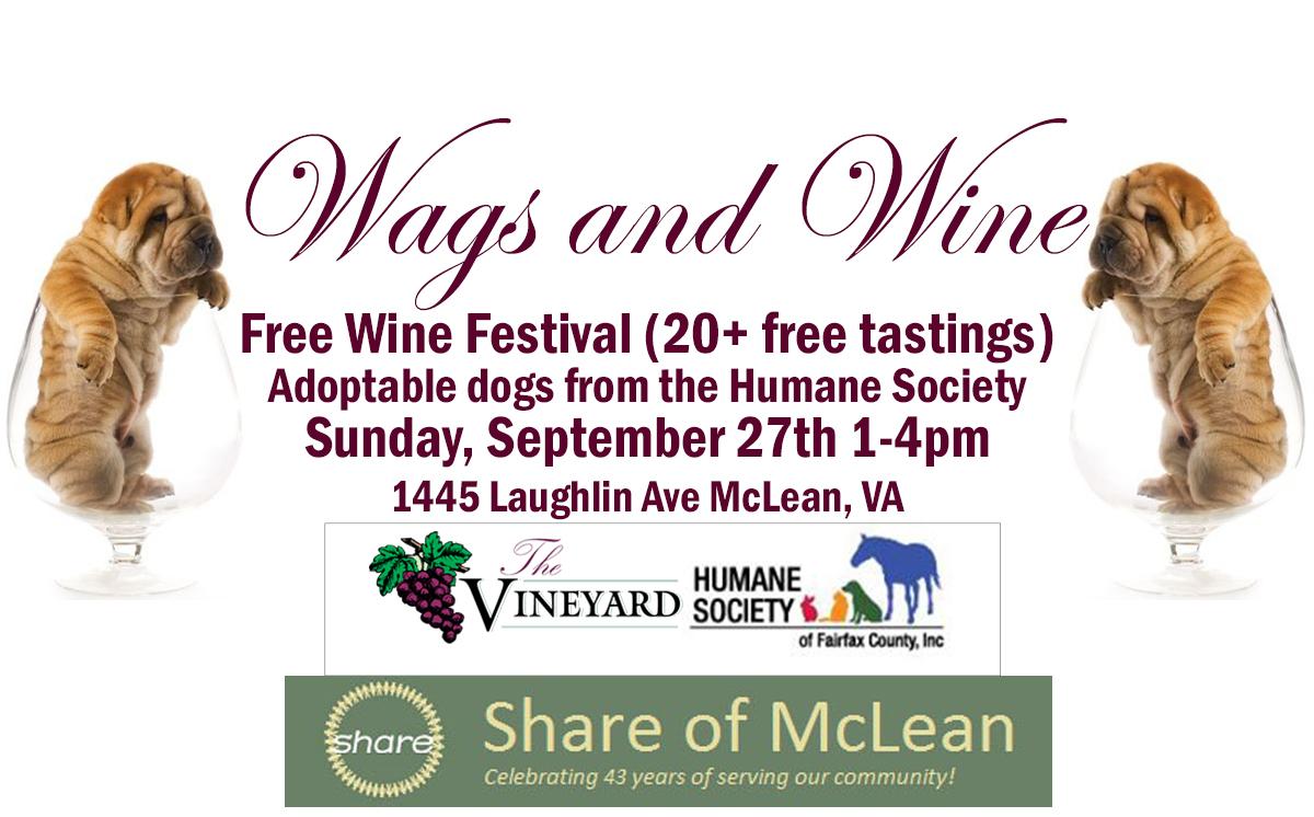 McleanVineyard's tweet image. Our Wags &amp;amp; Wine festival is Sunday 1-4pm. Meet adorable dogs while tasting 20+ free wines thevineyardva.com/blog/wags/