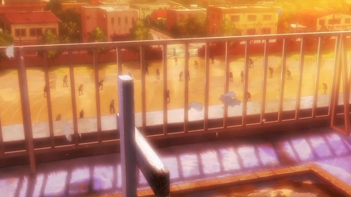 Zarasaru's tweet image. Los Zombies son atraídos por el Sonido,en Gakkou Gurashi se alejan por La voz de Yuki  #AnimeLogic #gakkougurashi