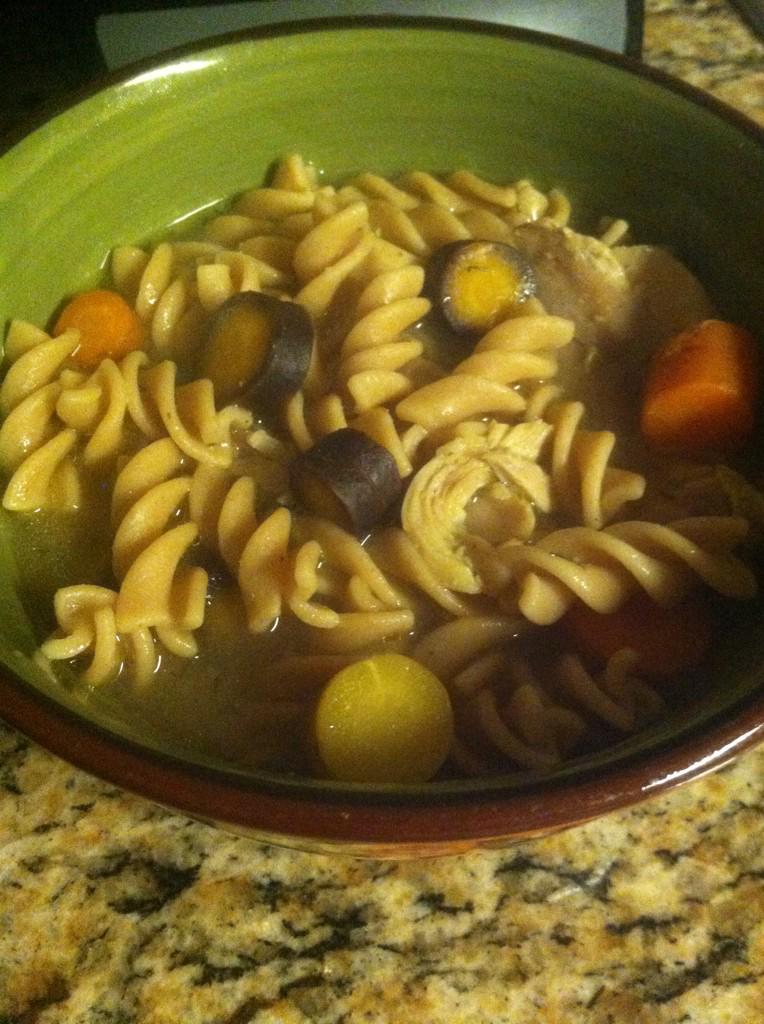 <a href="/FrontDoorFarms/">Front Door Farms</a> homemade chicken noodle soup using the rainbow carrots I got in my box today it's souper delicious 😉