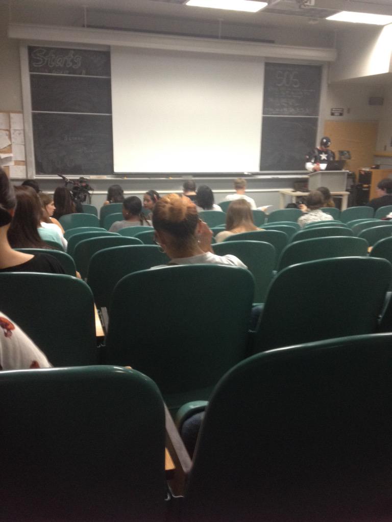#OMG! I hope I like this class! #Professor BUMPIN LOUD MUSIC! & dressed as #Flash #ucdavis #awesome http://t.co/2LWeAiqCRp