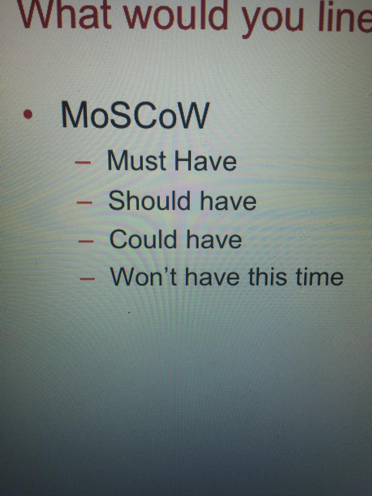 Jess nú þarf ég bara að muna MoSCoW í prófinu á morgun og þá mun ég skilja allt!
