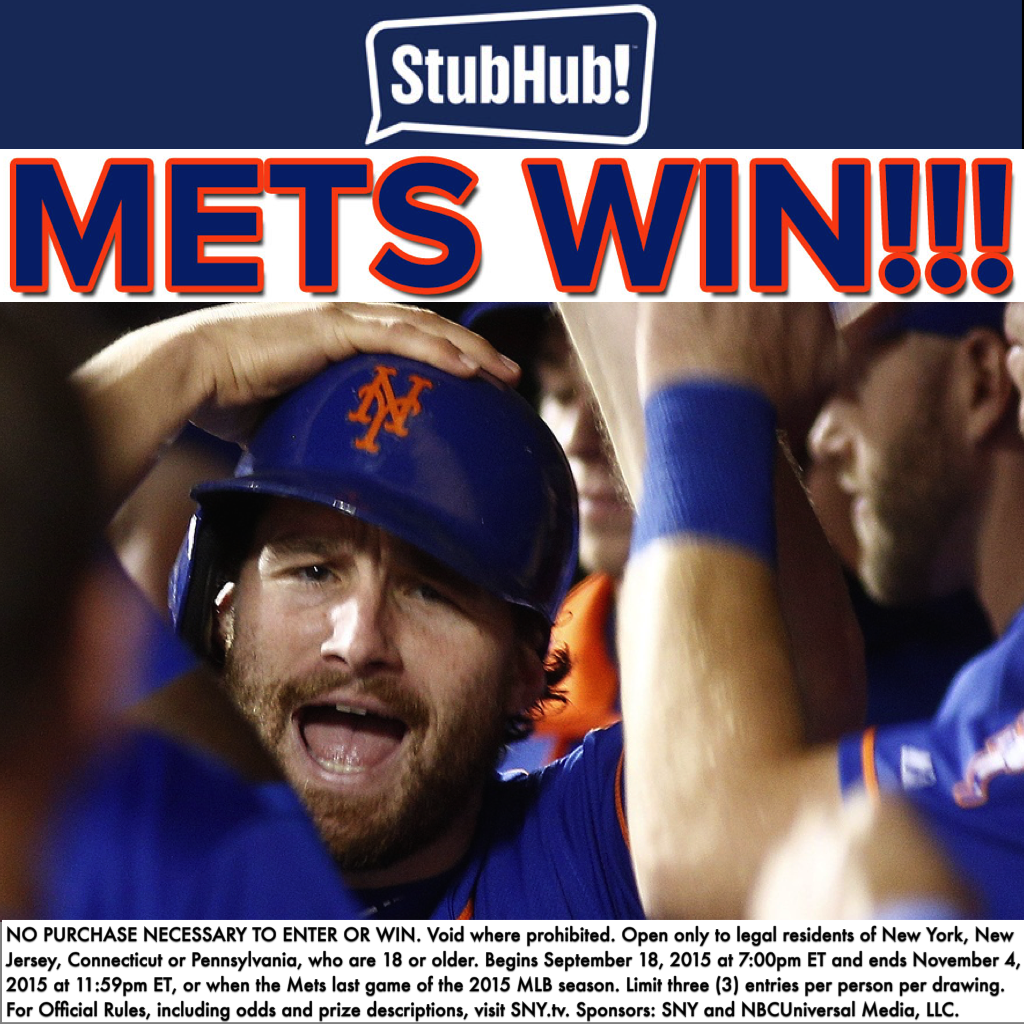 SNYtv's tweet image. METS WIN!!!!

RETWEET THIS for a chance to WIN a $100 @StubHub Gift Card! #SNYSweepstakes