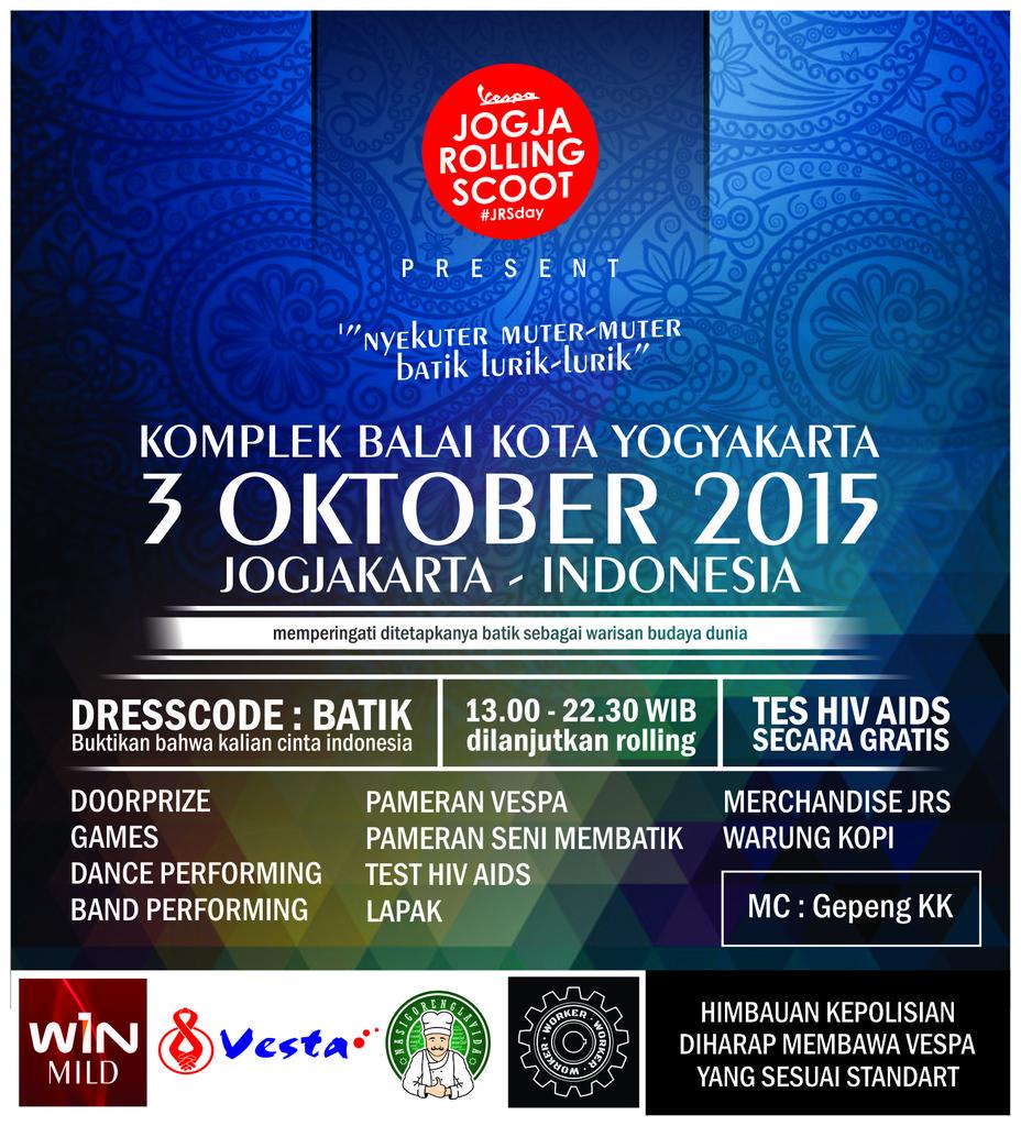 3 oktober 2015 at balai kota yogyakarta jam 13.00-22.30 WIB 
Segera ramaikan, jangan lupa pakai batik broo.