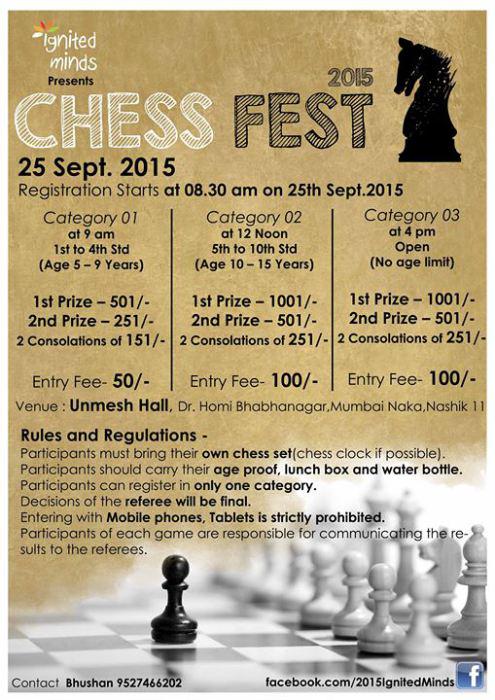 NashikConnect's tweet photo. Today's Event - Chess Fest at Mumbai Naka...for all you chess enthusiasts! #nashik # chess #chessfest http://t.co/sRAhWnvCDv