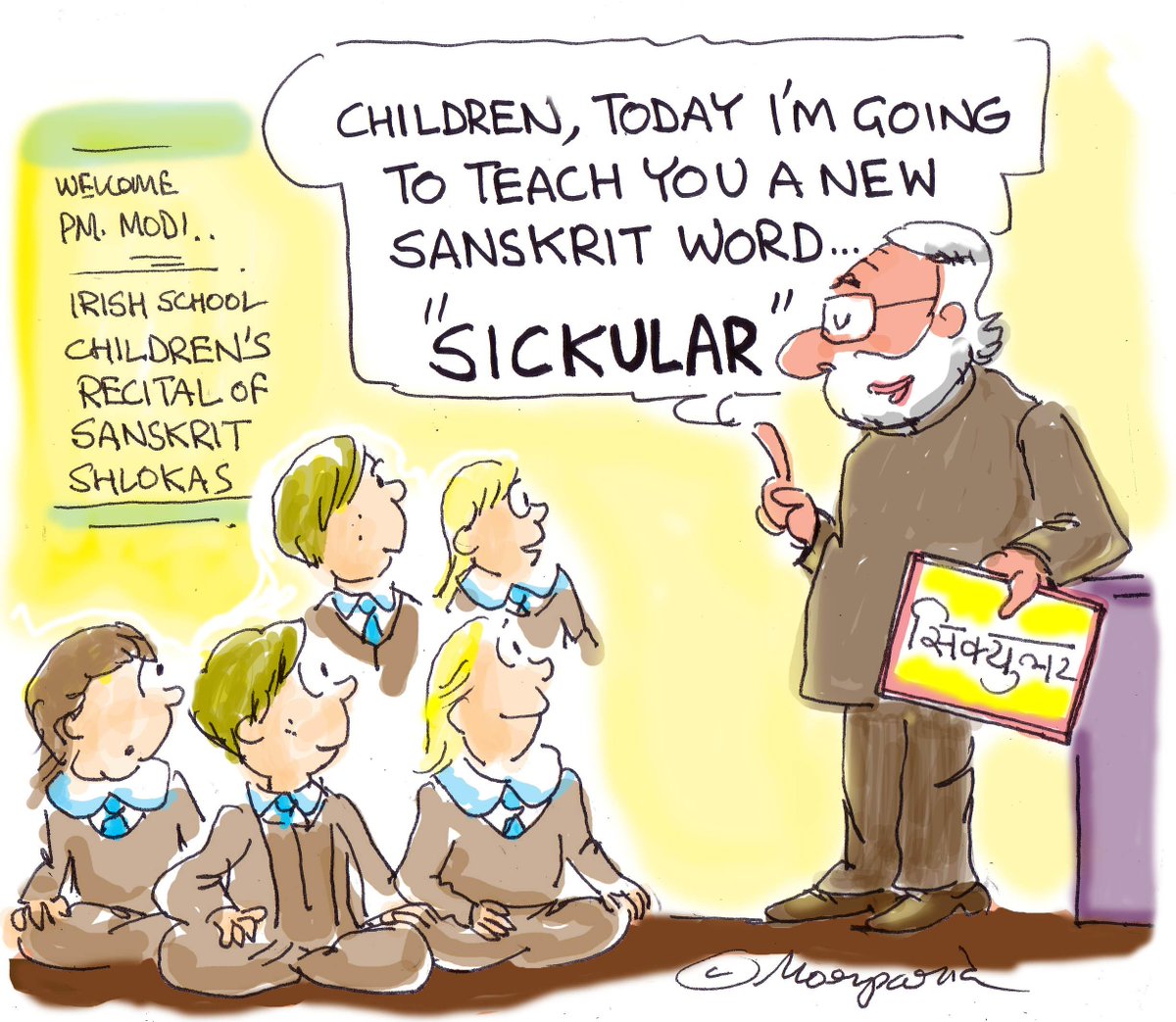 hemantmorparia's tweet image. #ModiInIreland #modi who says sanskrit is a dead language? new words added to it every day. here&apos;s one #cartoon