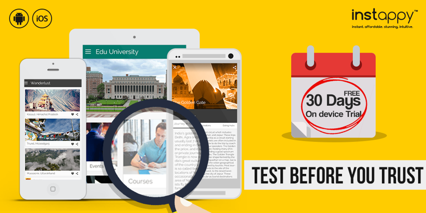 Instappy's tweet photo. With #Instappy free 30-days trial, you can test out your app on multiple devices before launching it. http://t.co/Fx2OIey7tK