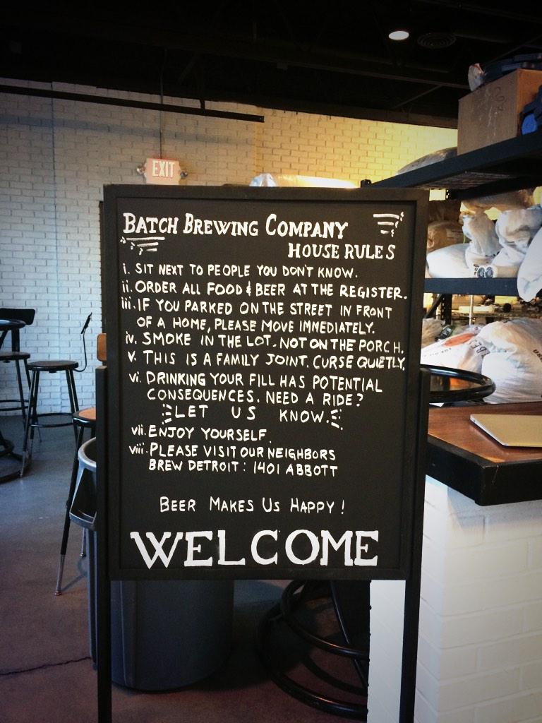 Detroit_CM's tweet image. We are really diggin' @batchbrewing #HouseRule #1... "Sit next to people you don't know." #cmdet