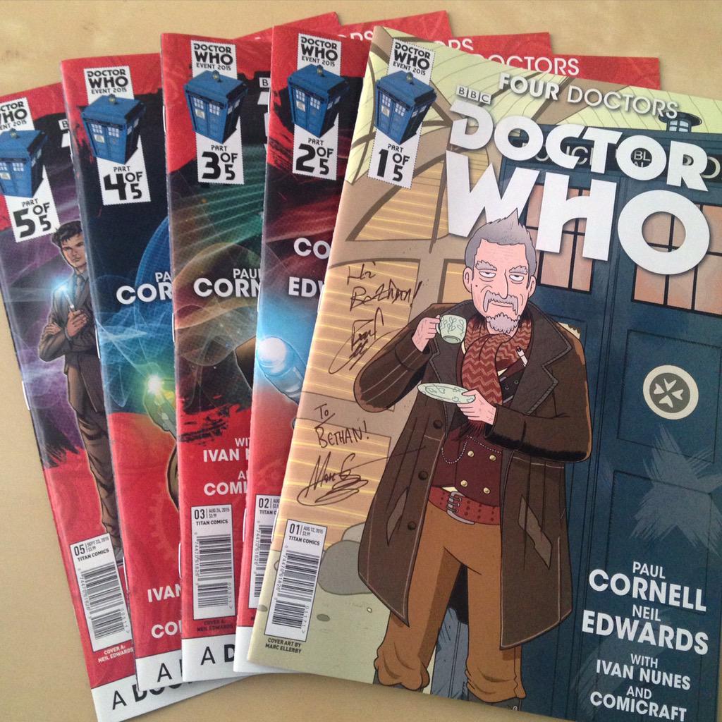 BethanApple's tweet photo. Finally have all 5 issues 😃, thank you @Paul_Cornell for such a brilliant series! #fourdoctors #fantastic #9feels http://t.co/yVUYkRzpkJ