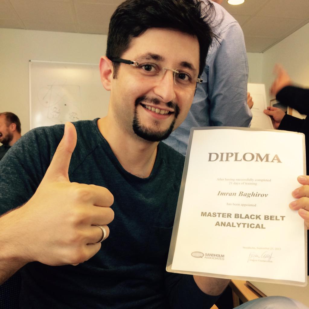 imranbaghirov's tweet photo. And after a year long program I got my 6 Sigma Master Black Belt Certificate ! 
The first one in Azerbaijan. http://t.co/yFtgaVaELQ