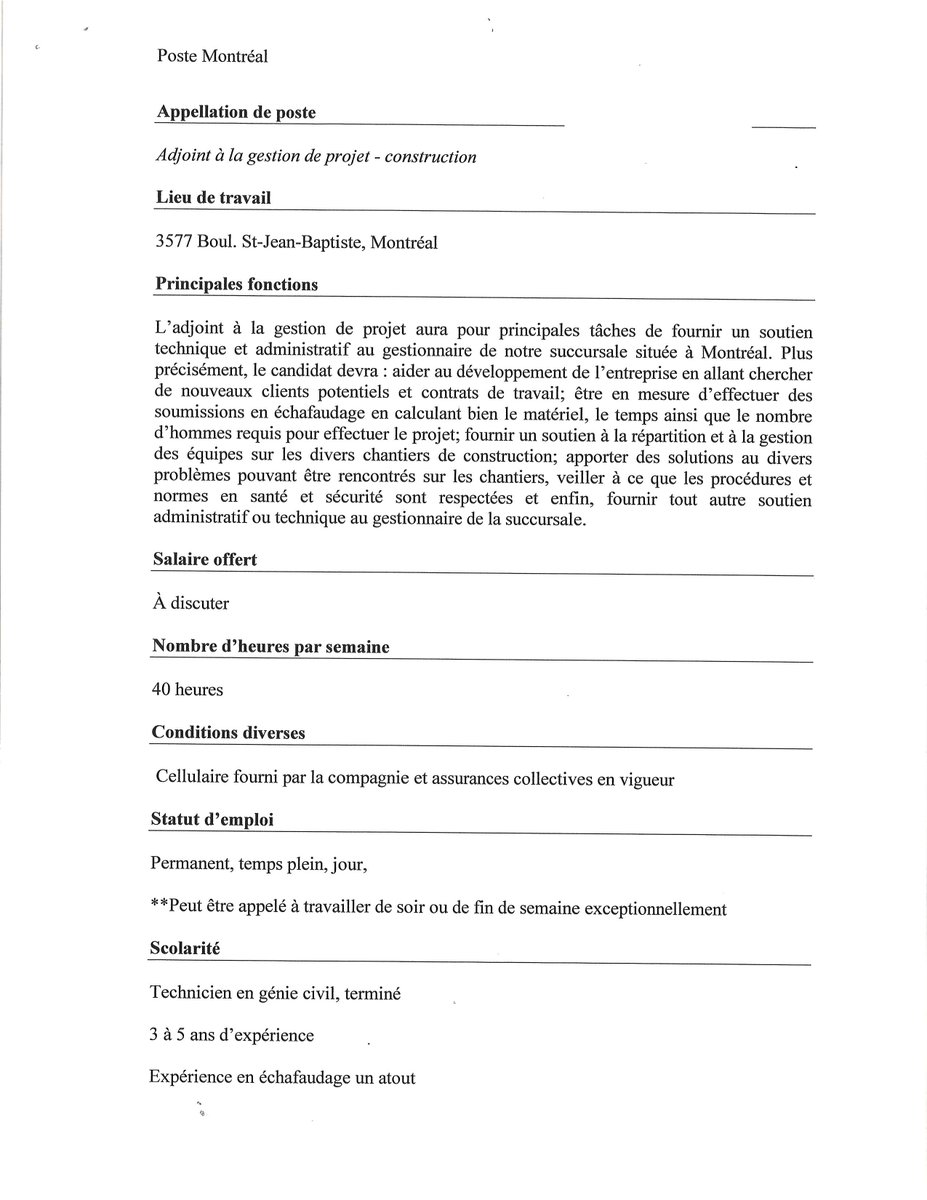 Groupe_IEQ's tweet image. Offre d&apos;emploi : Adjoint à la gestion de projet Div. Montréal
Veuillez envoyer votre c.v. par courriel au sse@ieq.ca