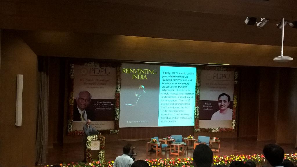 spmpdeu's tweet photo. Pandit Deendayal Memorial Lect hon'ble Padma Vibhusban awardee @rameshmashelkar  'Reinventing India as an Innovation' http://t.co/GqIkzu2BEu