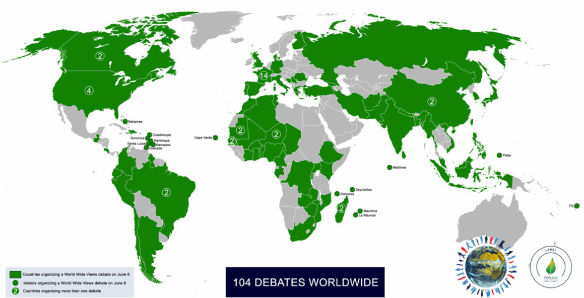 UNFCCC's tweet photo. Global citizens support strong #COP21 agreement http://t.co/8zzWmAVgMS #WWVs to present results at @UN 26 Sept. http://t.co/C0s14zgBMZ