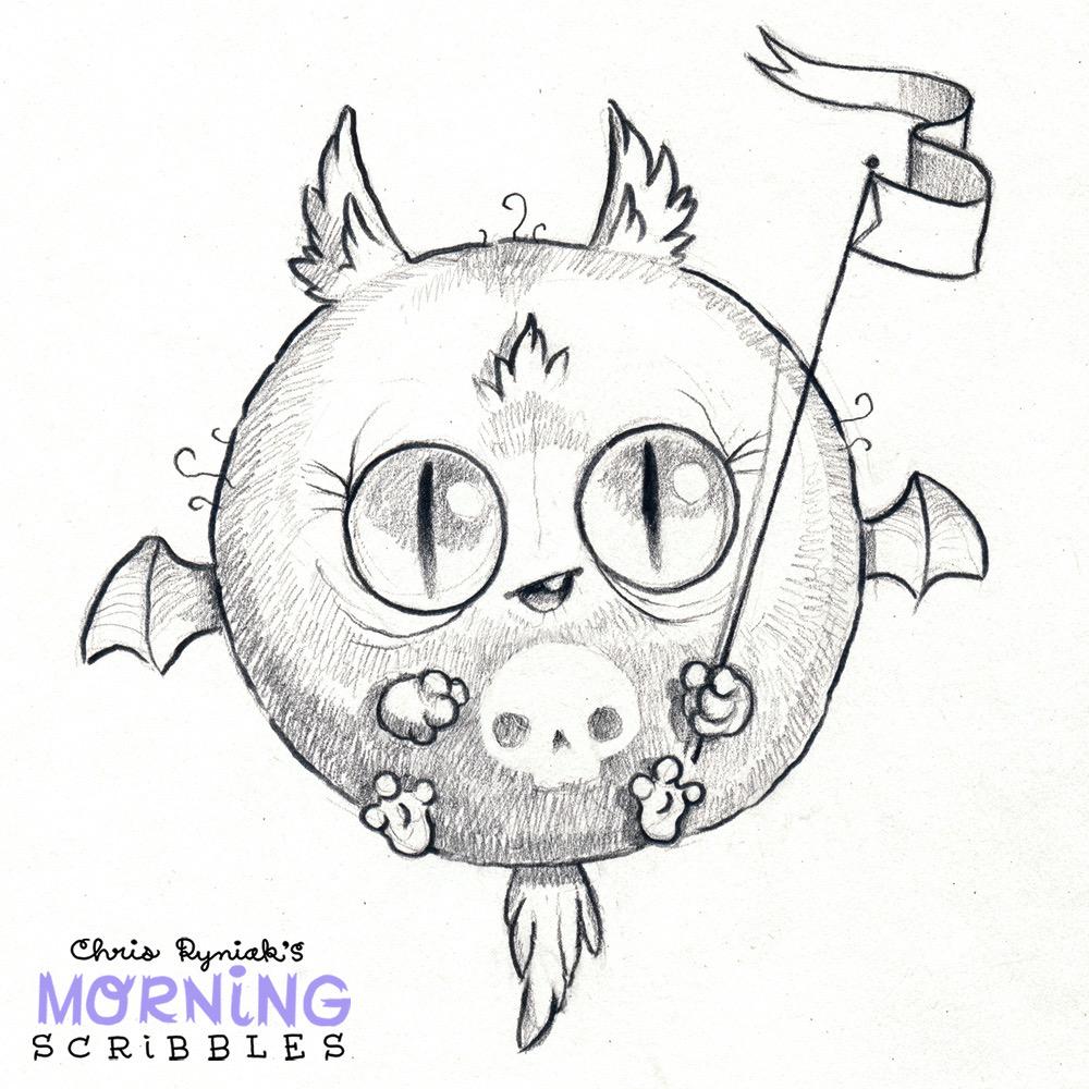 ChrisRyniak's tweet photo. Round-bat is stoked! 💀🎃#morningscribbles http://t.co/21zapK5mef